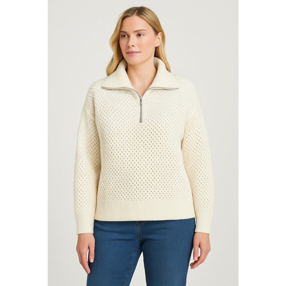 Universal Thread White Knit Half Zip Pullover Swe… - image 1